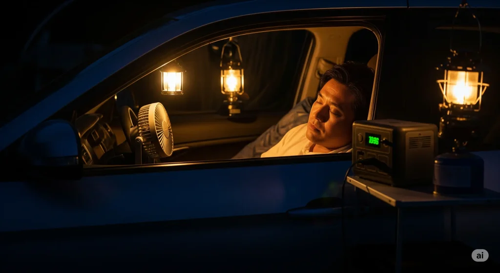 快眠を左右する車中泊の夏の暑さ対策電源術